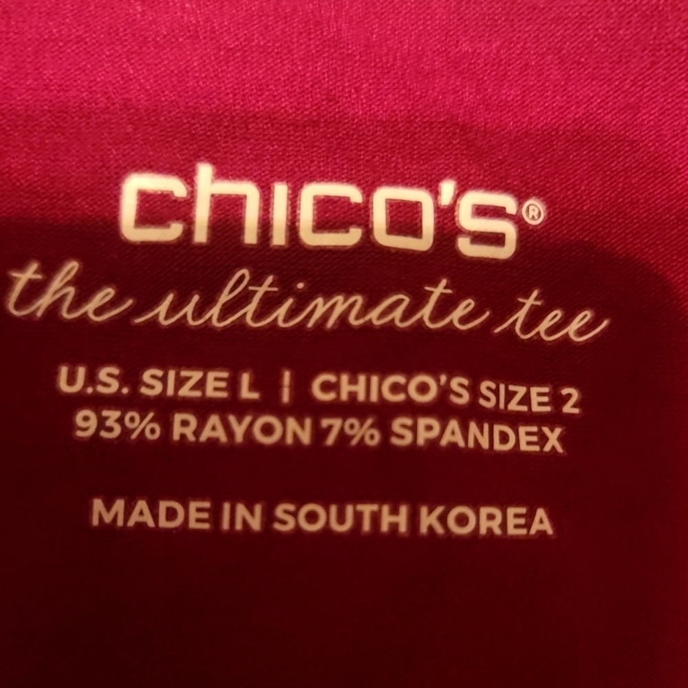 Chicos size 2 (size 12/large) hot pink soft long sleeve shirt top blouse - Picture 2 of 2
